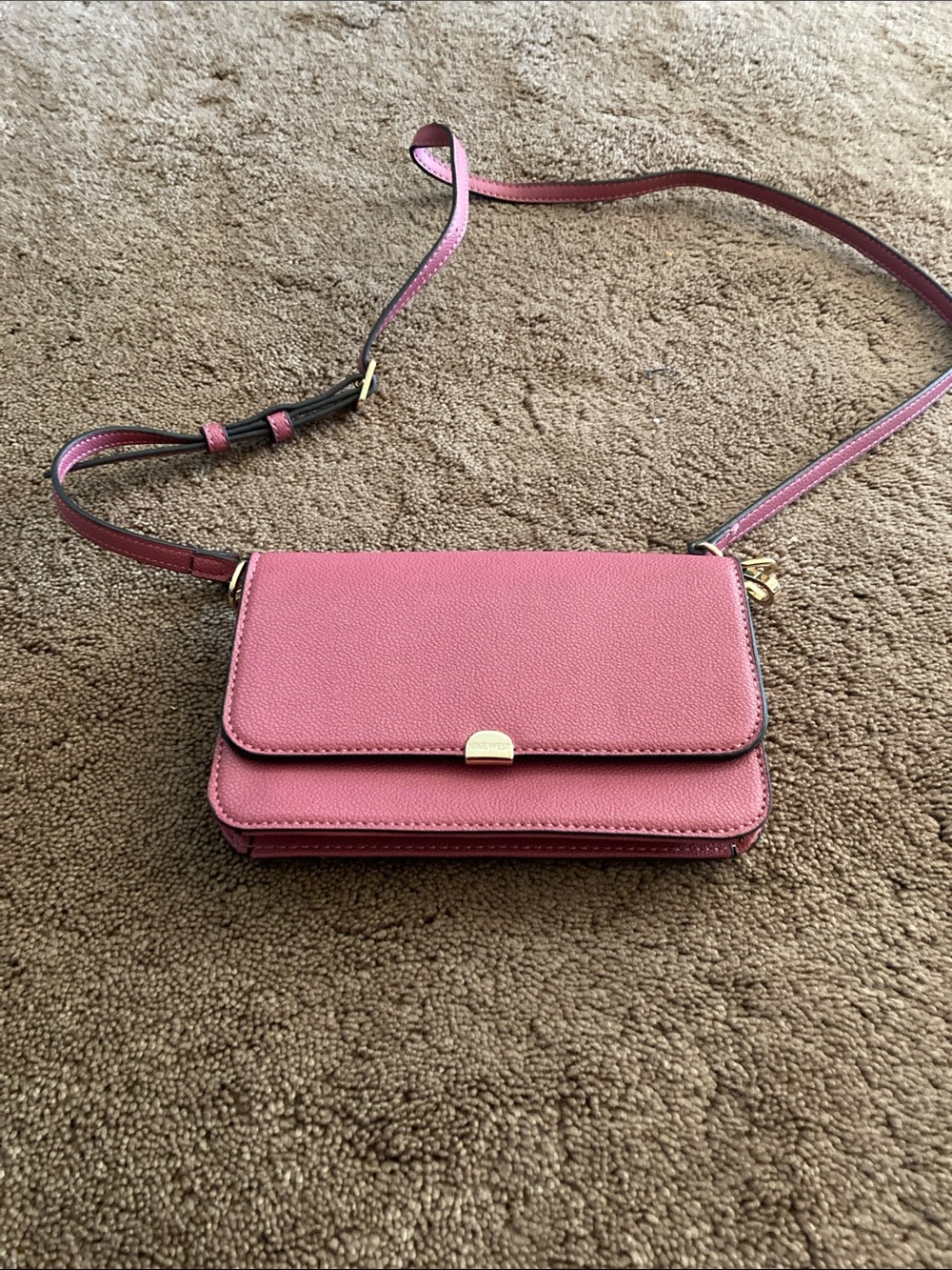 Nine West Pink Pebbled Leather Crossbody Wallet